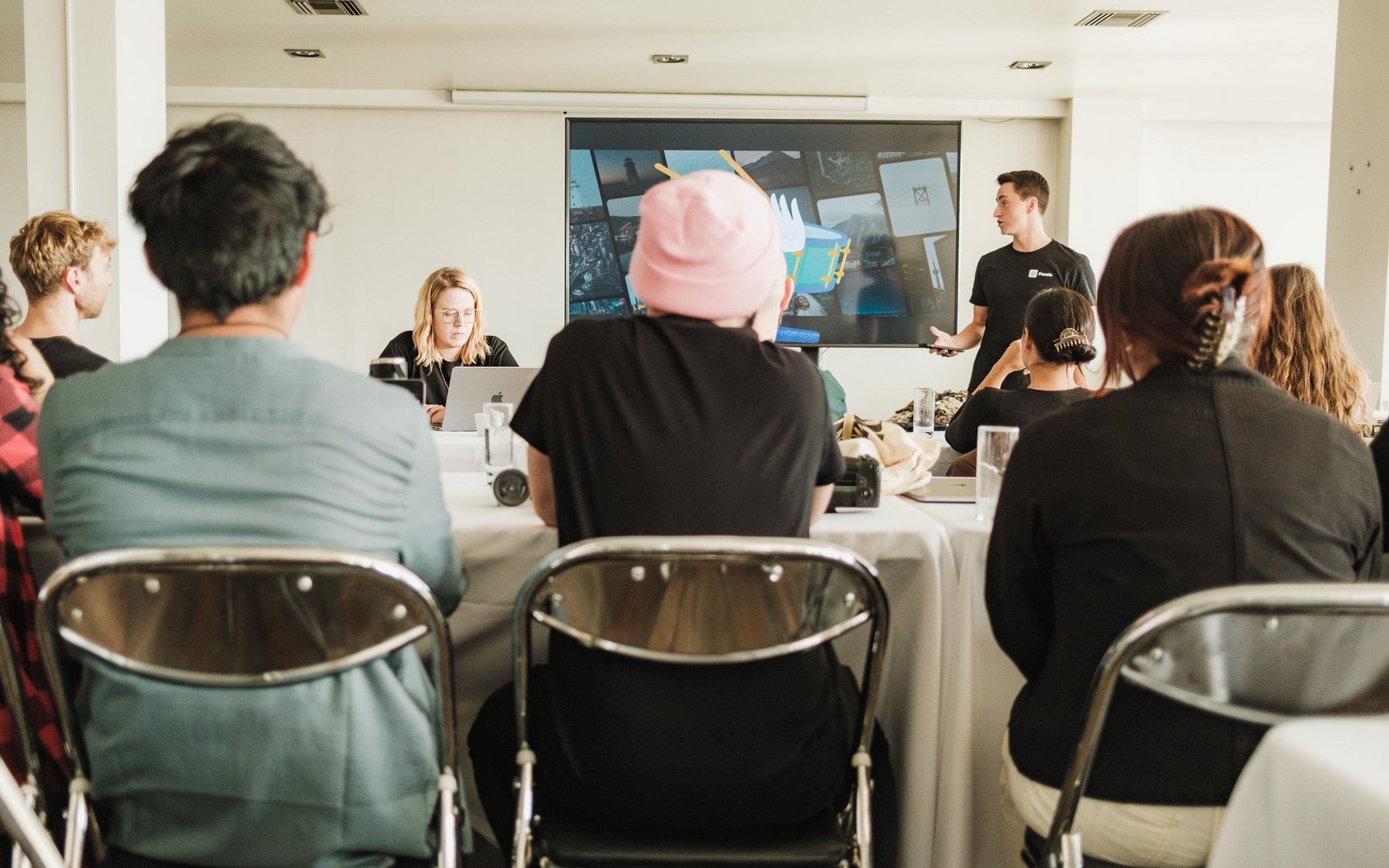 Team presentation in a meeting room